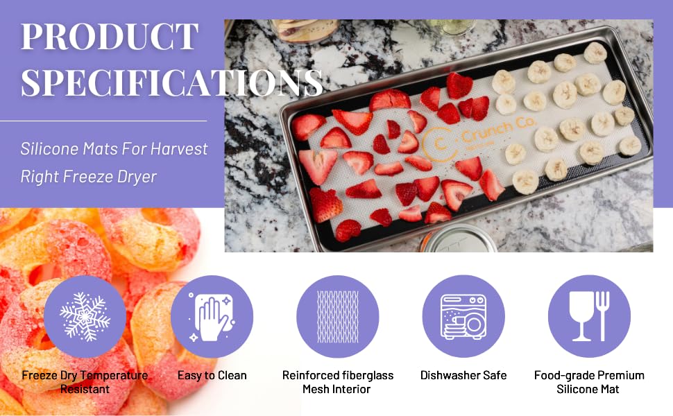 Crunch Co. Silicone Mats For Harvest Right Freeze Dryer