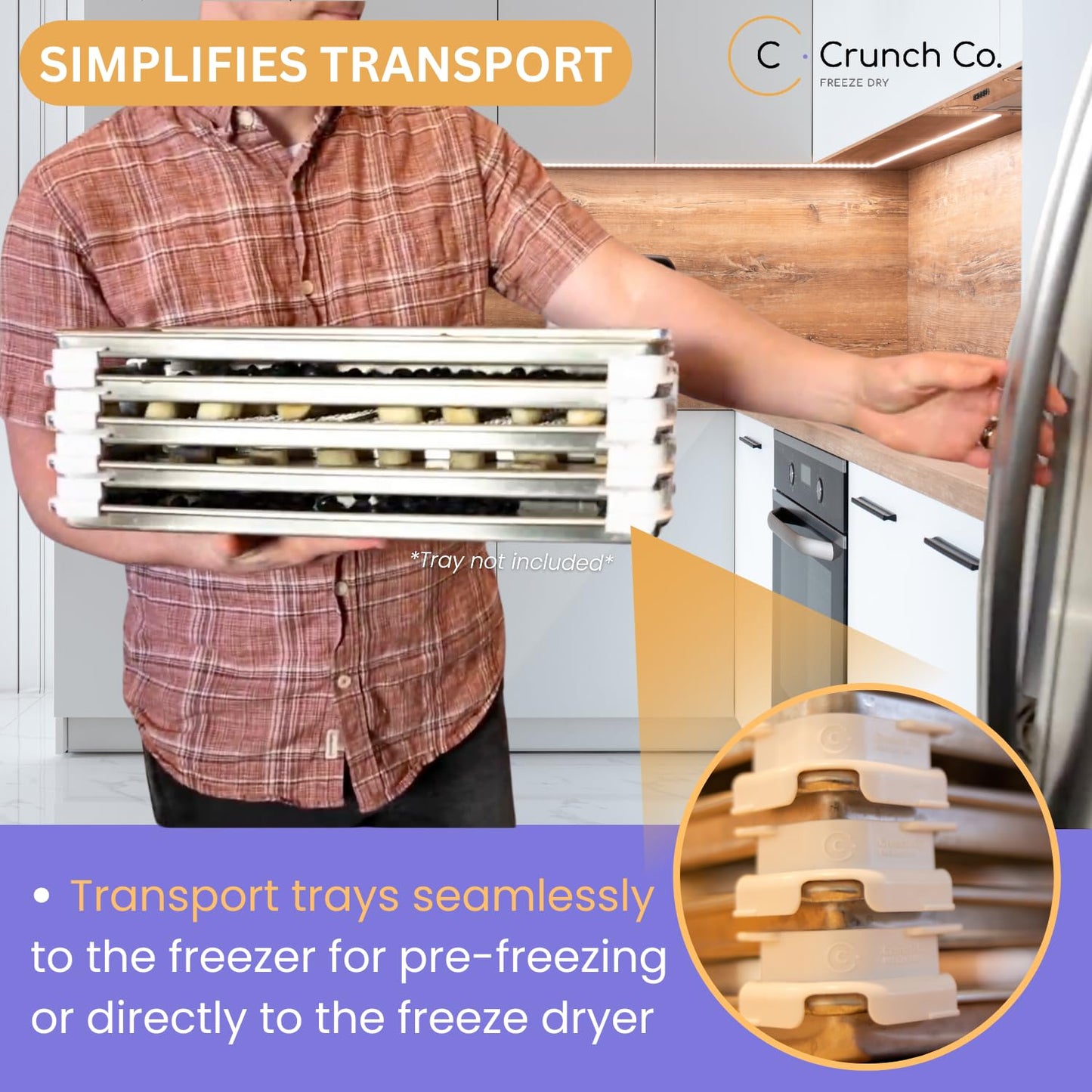 Crunch Co. 16 Tray Stackers for Harvest Right Freeze Dryer Trays – Compatible with All Sizes – Freeze Dryer Accessories for Pre-Freezing