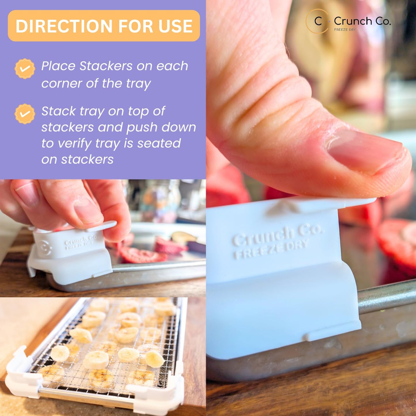Crunch Co. 16 Tray Stackers for Harvest Right Freeze Dryer Trays – Compatible with All Sizes – Freeze Dryer Accessories for Pre-Freezing