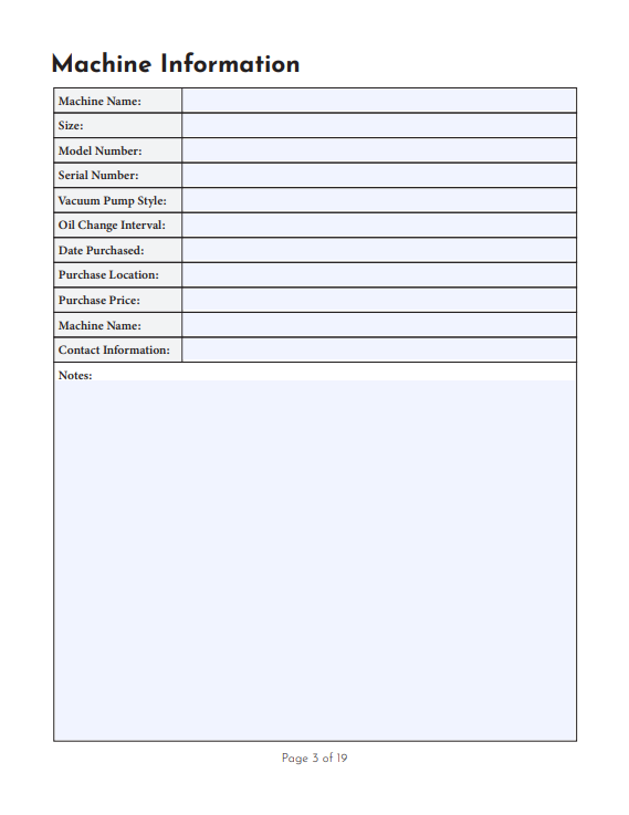 Digital PDF - Freeze Drying Logbook (not a physical product)