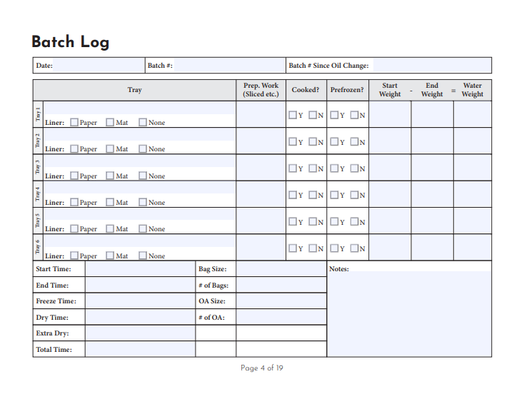 Digital PDF - Freeze Drying Logbook (not a physical product)