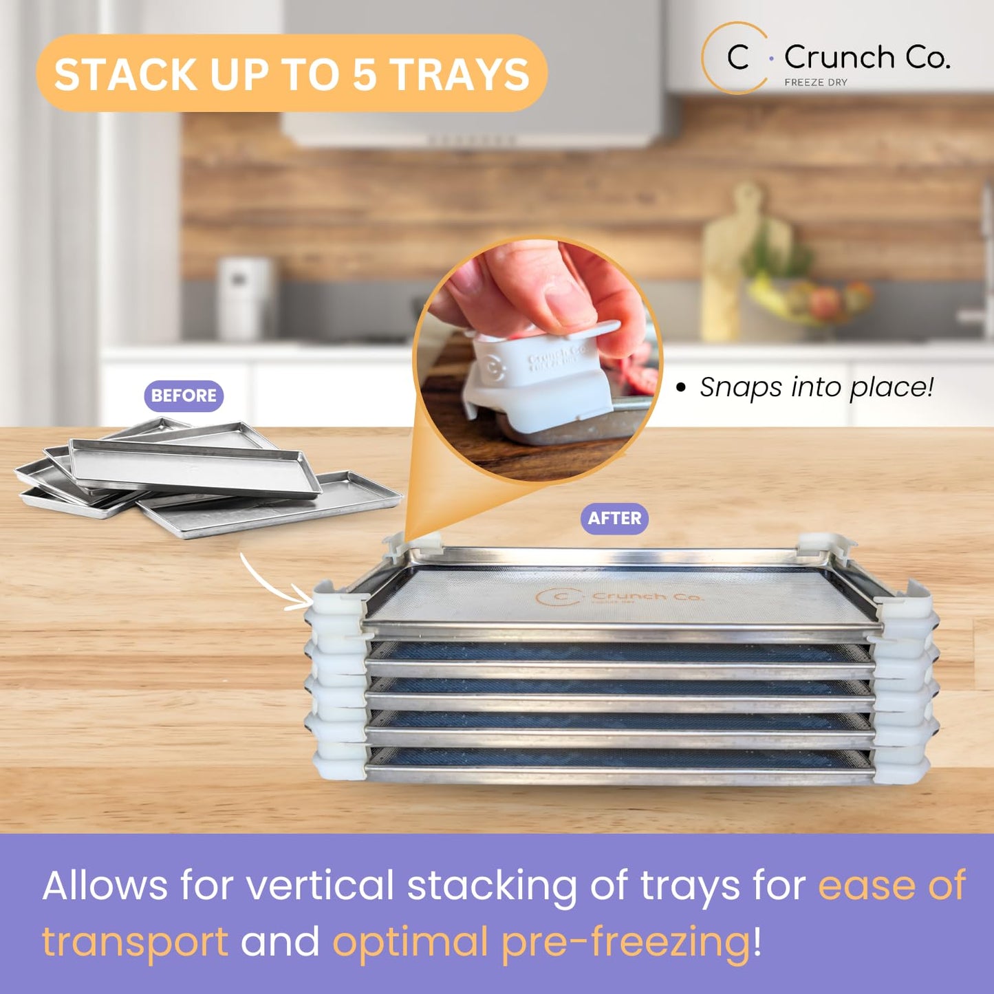 Crunch Co. 16 Tray Stackers for Harvest Right Freeze Dryer Trays – Compatible with All Sizes – Freeze Dryer Accessories for Pre-Freezing