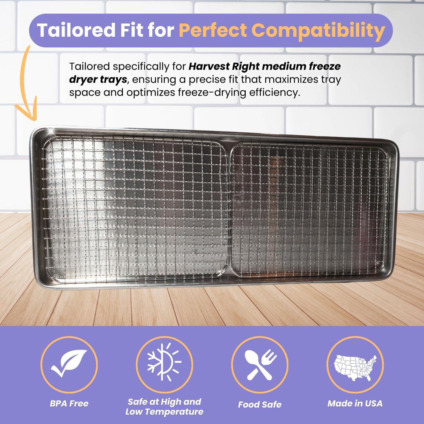 Crunch Co. Mesh Wire Tray Inserts for Harvest Right Medium Freeze Dryer Trays (Pack of 10)