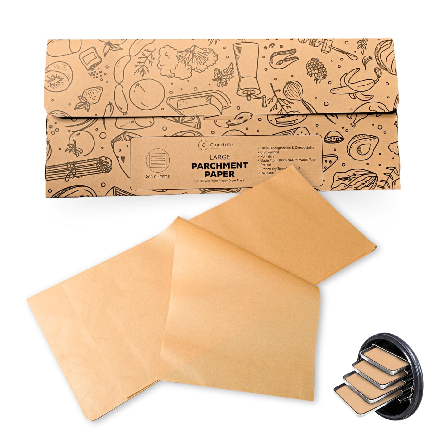 Crunch Co. Parchment Paper For Harvest Right Freeze Dryer