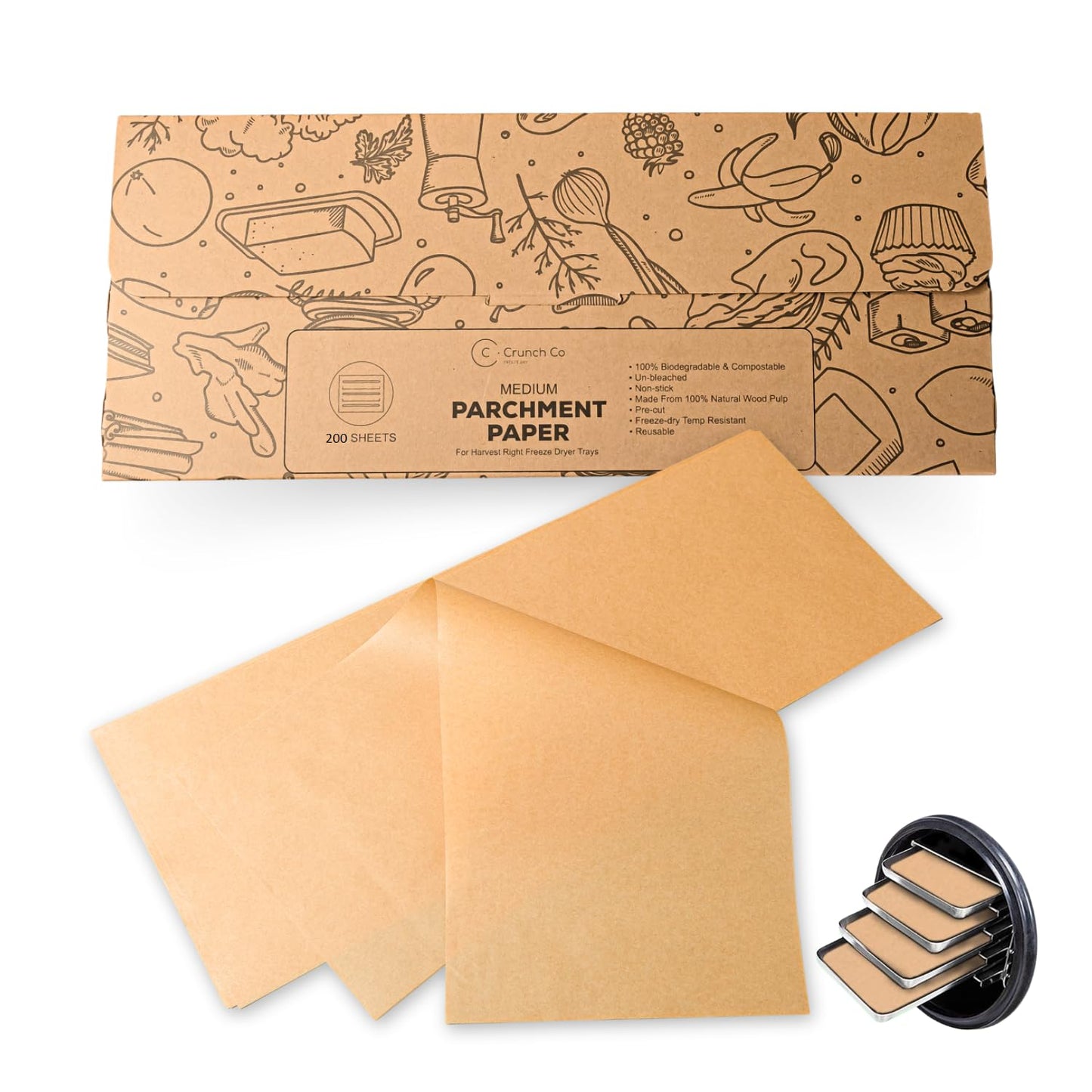 Crunch Co. Parchment Paper For Harvest Right Freeze Dryer