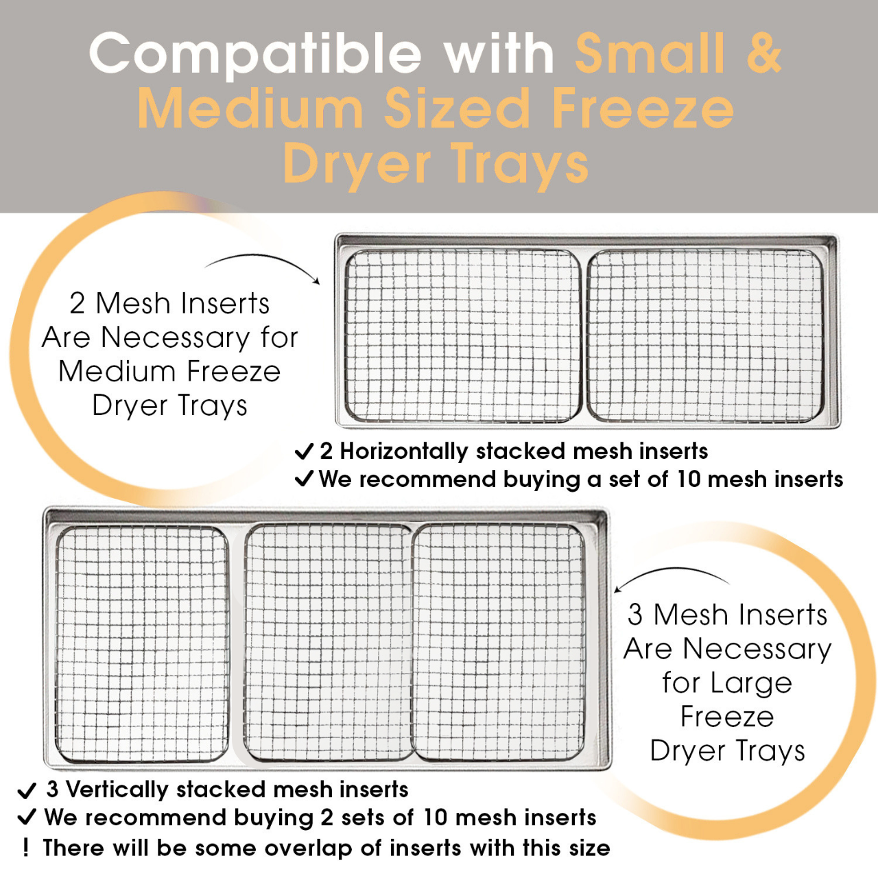 Crunch Co. Mesh Wire Tray Inserts for Harvest Right Freeze Dryer Trays