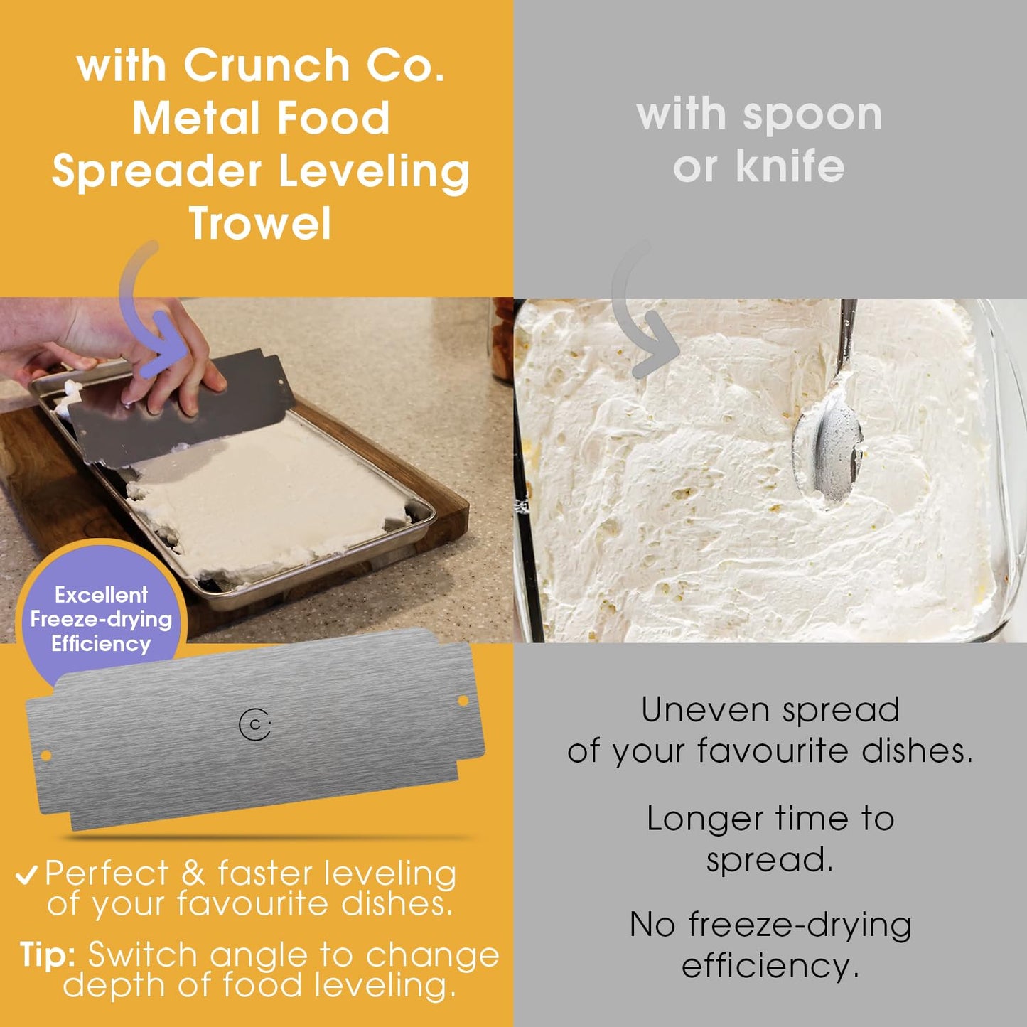 Crunch Co. Metal Food Spreader Leveling Trowel for Medium Harvest Right Freeze Dryers