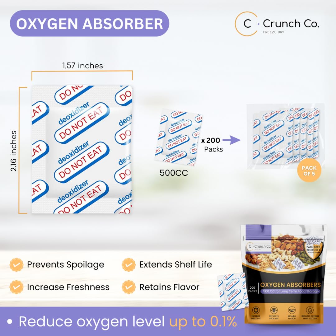Crunch Co. 200qty x 500cc Oxygen Absorbers (packs of 5)