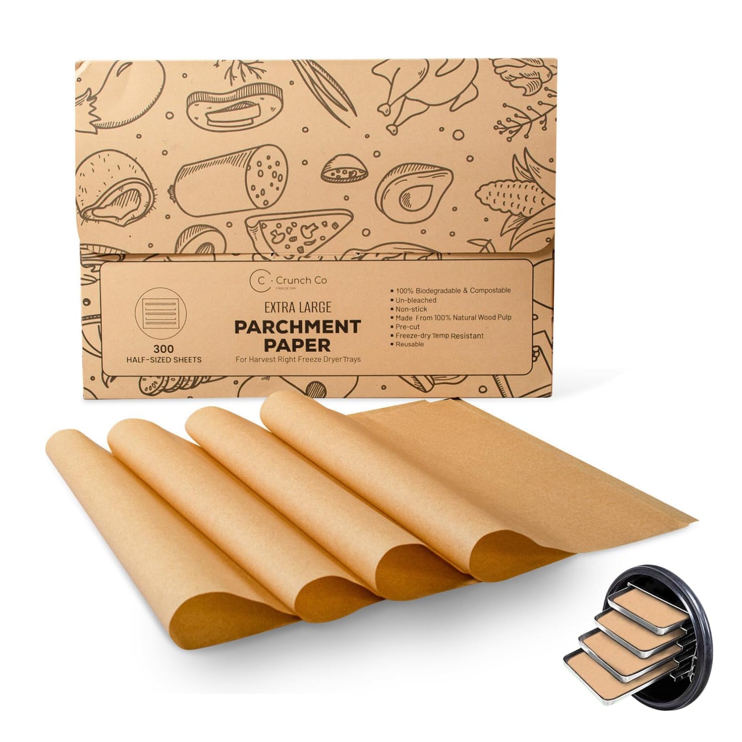 Crunch Co. Parchment Paper For Harvest Right Freeze Dryer